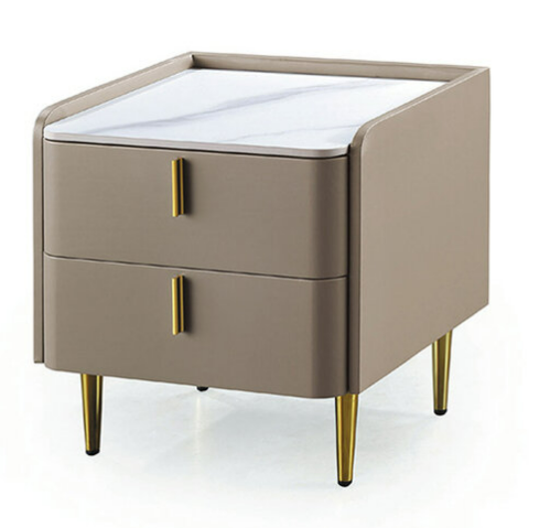 C279-14 6010床頭櫃 駝色皮