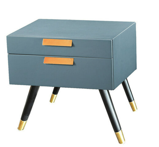 C279-18 6005-1 深灰床頭櫃 黑金腳