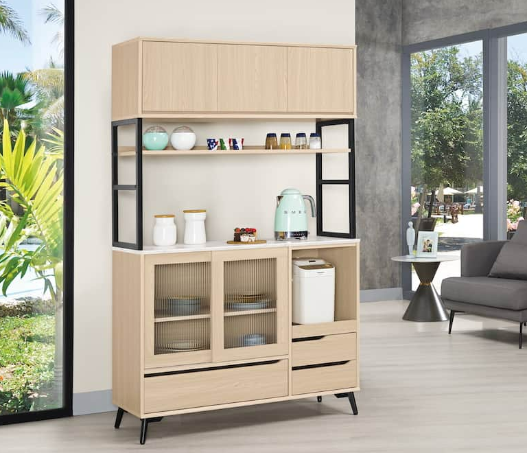 A1704-1 朵利斯4尺仿石面收納櫃 附活動隔板2大.1小片