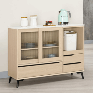 A1704-3 朵利斯4尺仿石面推門收納櫃下座 附活動隔板1片