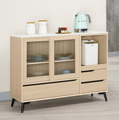 A1704-3 朵利斯4尺仿石面推門收納櫃下座 附活動隔板1片