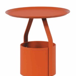 C284-8 618小圓几 盤 桔色 馬鞍皮面