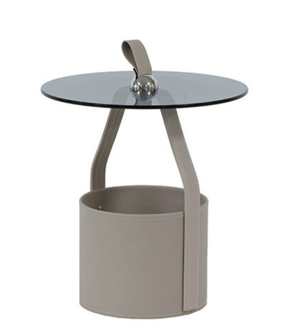 C284-10 618手提玻璃面小圓几 灰色
