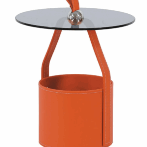 C284-9 618手提玻璃面小圓几 桔色