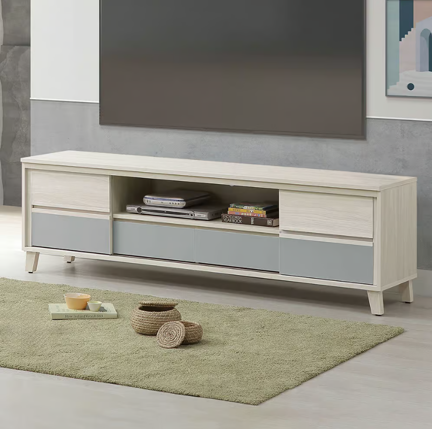 603-2海倫娜6尺推門電視櫃 (附2片活動隔板.1個電線孔)