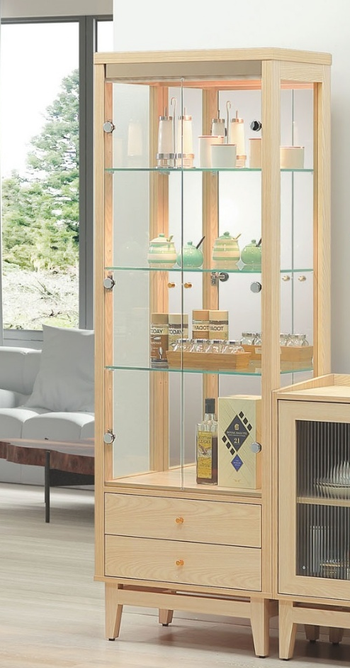 E279-2 喬伊原木色2.2尺展示櫃