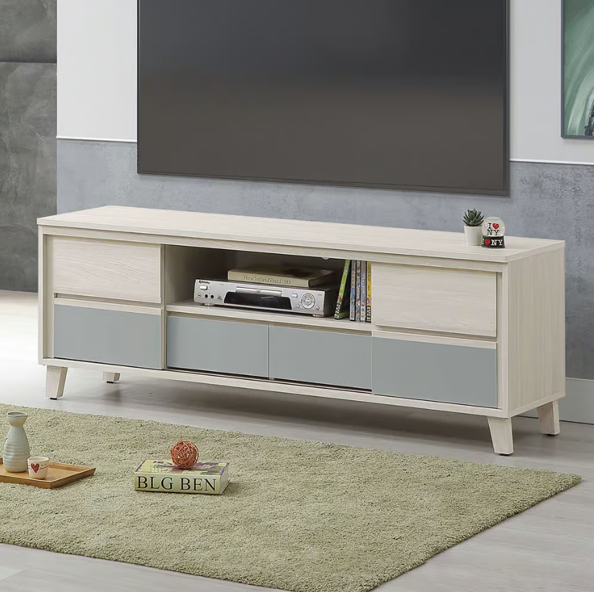 603-3 海倫娜5尺推門電視櫃 (附2片活動隔板.1個電線孔)