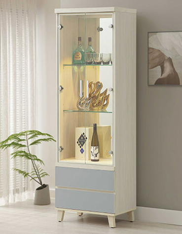 320-2 海倫娜2尺展示櫃 (附開關式LED燈) (附2片8mm玻璃隔板.門片為5mm強化玻璃)