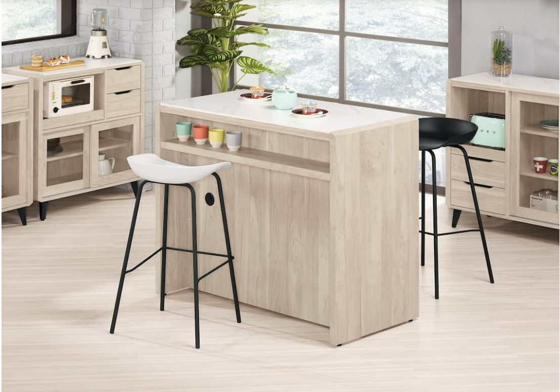 A1715-1 韋斯里4尺中島型岩板吧台桌 厚12mm岩板桌面(附活動隔板2片)