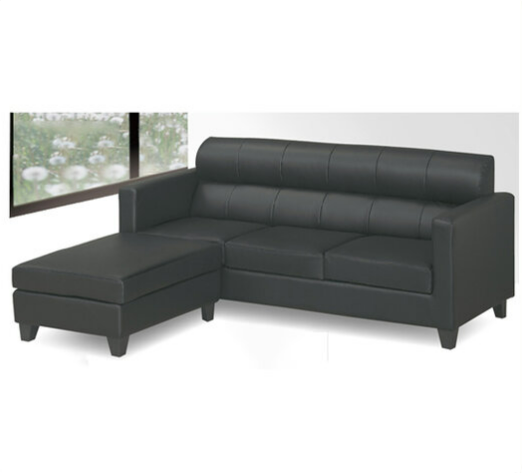 G529-1 A17黑皮L型沙發