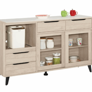 A1715-2 韋斯理5尺岩板推門收納櫃 桌面12mm岩板 附活動隔板1片