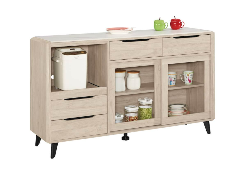 A1715-2 韋斯理5尺岩板推門收納櫃 桌面12mm岩板 附活動隔板1片