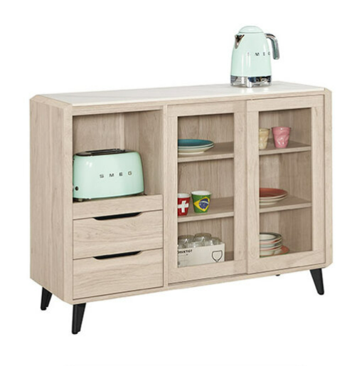 A1715-3 韋斯理4尺岩板推門收納櫃 ⊙桌面12mm岩板、 ⊙附活動隔板2片