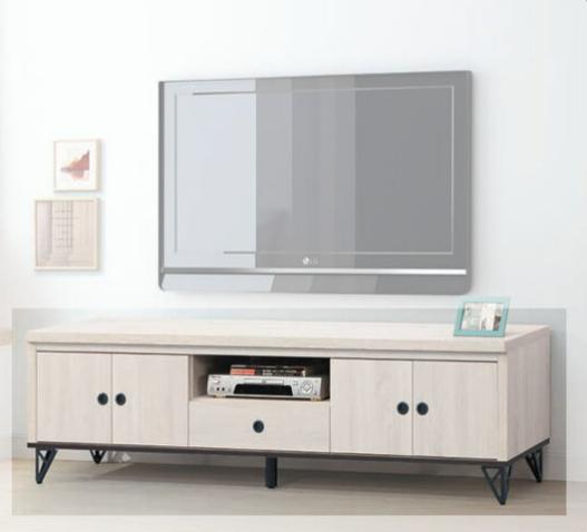 E309-4 6尺白原切色電視櫃