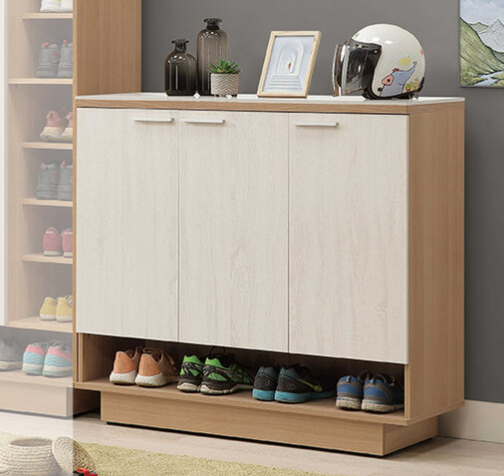 679-4喬圓4*4尺木面鞋櫃 ⊙附3大3小活動隔板、 ⊙左上附1個通氣網.鞋長可容納至37.5cm