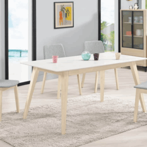 A1743-1-海納斯5尺岩板餐桌-洗白色-桌面12mm岩板