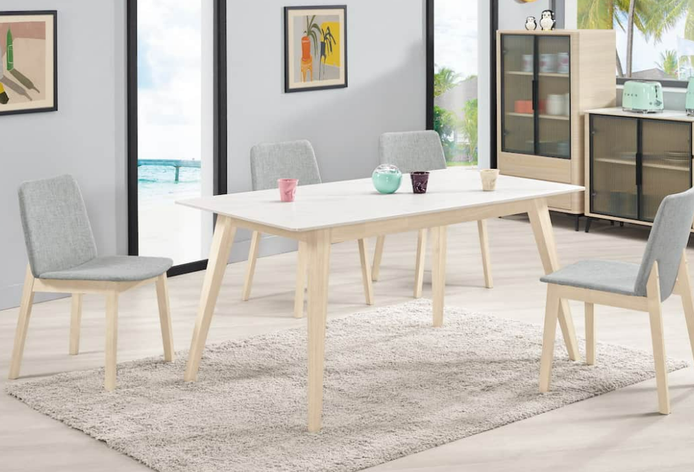 A1743-1-海納斯5尺岩板餐桌-洗白色-桌面12mm岩板