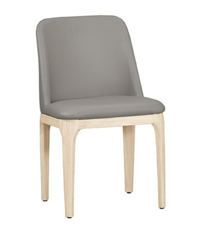 A1873-1 麥特餐椅 灰皮 五金腳 洗白色 坐高46.5公分
