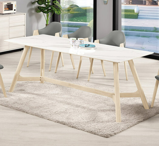 A1742-2 香奈特6.6尺岩板餐桌 洗白色 桌面12mm岩板