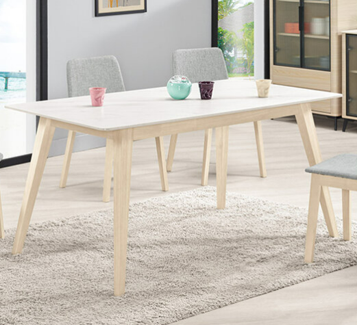 A1743-2 海納斯4.6尺岩板餐桌 洗白色 桌面12mm岩板