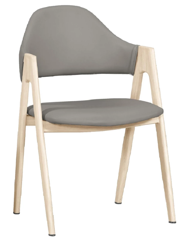 A1873-2 文斯餐椅 灰皮 五金腳 洗白色 ◆坐高44cm