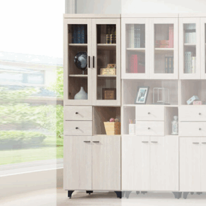 E320-1 寶麗白雲橡2.7尺左二抽書櫥 隔板:活動三片、 固定一片