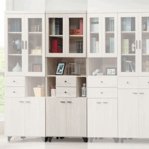 E320-2寶麗白雲橡2.7尺中二抽書櫥   隔板:活動二片、固定二片