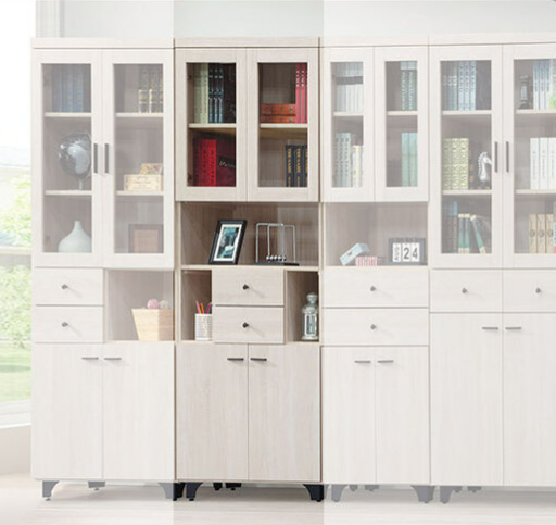 E320-2寶麗白雲橡2.7尺中二抽書櫥   隔板:活動二片、固定二片