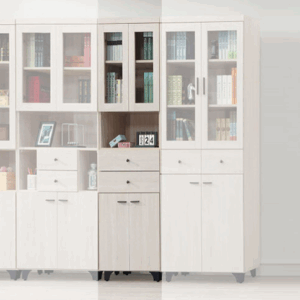 E320-3 寶麗白雲橡2尺書櫥 活動二片、 固定二片