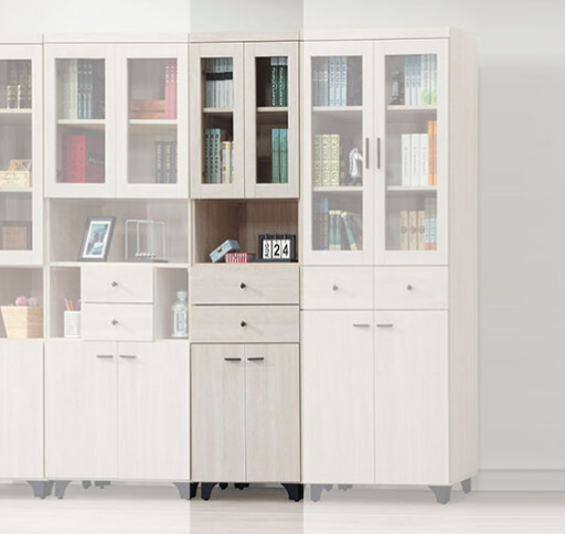 E320-3 寶麗白雲橡2尺書櫥 活動二片、 固定二片