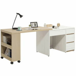 747-2 洛蒂4~4.66尺伸縮書桌全組 (桌面可左右擺放.不分左右方向) (附4顆可移動煞車輪.恕不拆賣) (桌面尺寸:寬120x深60) (單書桌尺寸:寬97x深60x高71.5cm) (不可L型擺放)