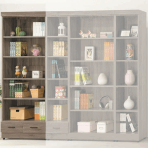 E323-5 古橡有抽開放式2.6尺書櫥