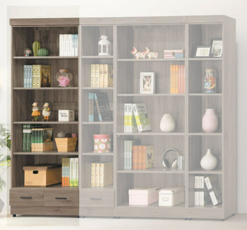 E323-5 古橡有抽開放式2.6尺書櫥