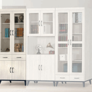 E320-5 鋼刷白2.7*6.5尺中抽書櫥 ⊙隔板3片