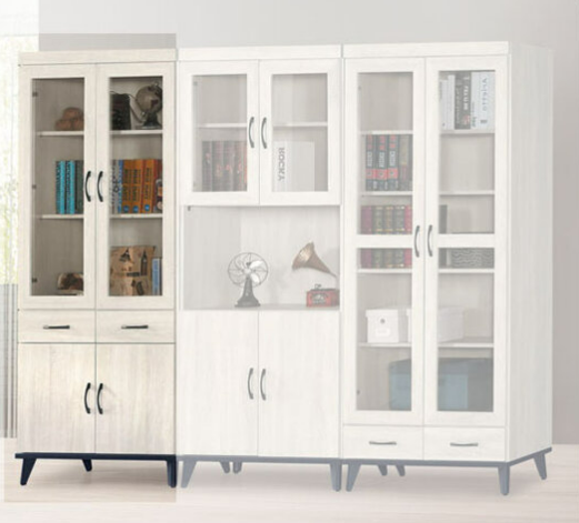 E320-5 鋼刷白2.7*6.5尺中抽書櫥 ⊙隔板3片