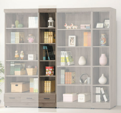 E323-6 古橡有抽開放式1.3尺書櫥