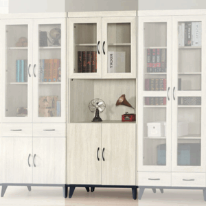 E320-6 鋼刷白2.7*6.5尺四門開放書櫥 隔板2片