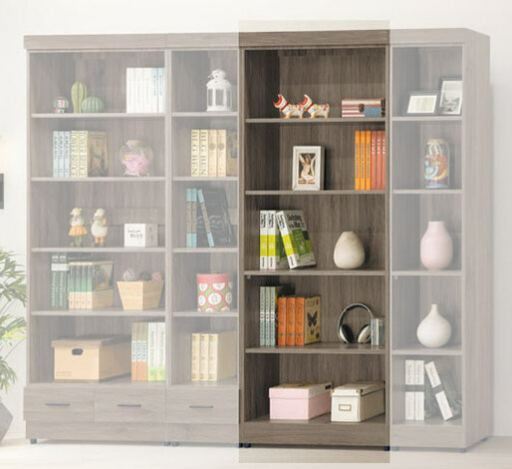 E323-7 古橡無抽開放式2.6尺書櫥