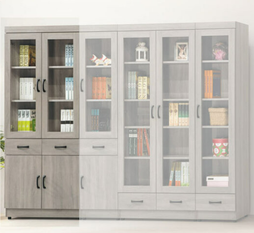 E324-1 灰梧桐中抽2.6尺書櫥 ⊙活動隔板3片