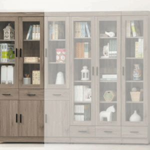 E323-1 古橡中抽2.6尺書櫥 ⊙活動隔板3片