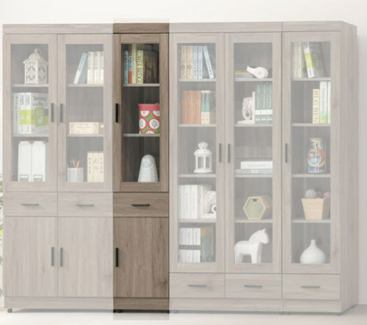 E323-2 古橡中抽1.3尺書櫥⊙活動隔板3片