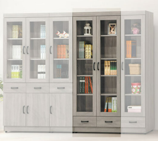 E324-3 灰梧桐下抽2.6尺書櫥