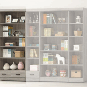 E324-5 灰梧桐有抽開放式2.6尺書櫥