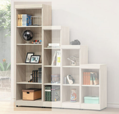 E327-1 階梯2尺開放書櫃 5格 鋼刷白