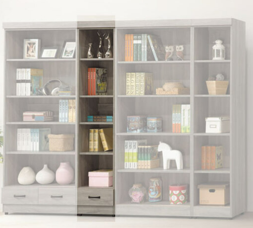 E324-6 灰梧桐有抽開放式1.3尺書櫥