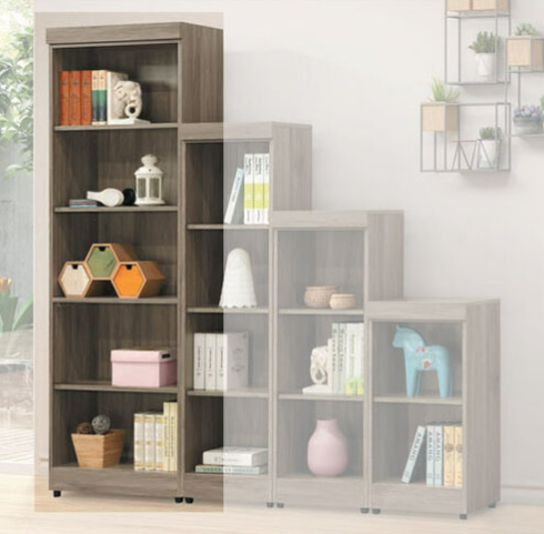 E327-2階梯2尺開放書櫃 5格 古橡