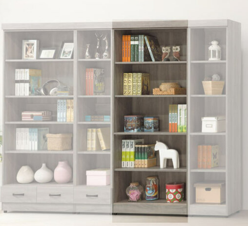 E324-7 灰梧桐梧抽開放式2.6尺書櫥