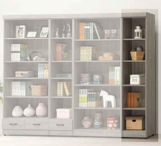 E324-8 灰梧桐無抽開放式1.3尺書櫥