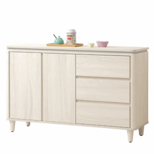 827-5潔妮詩4尺餐櫃下座 (附1片活動隔板)松木實木 . 腳座高11cm