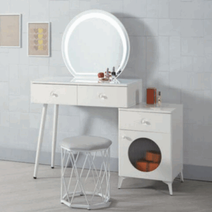 A1311-4 伊德2.7尺伸縮化妝台 全組 含椅 ⊙可左右擺放、 ⊙桌面6mm強化玻璃、